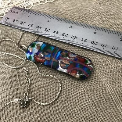 Large Glass Pendant with Chain