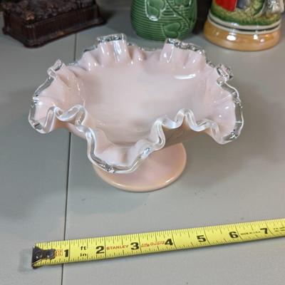 Rare Vintage Fenton Silver Rose Compote Bowl