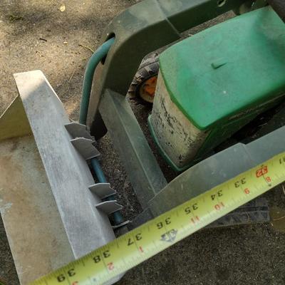 Metal and Plastic Body John Deere Peddle Tractor with Front Loader and Metal Pull Wagon (MB)