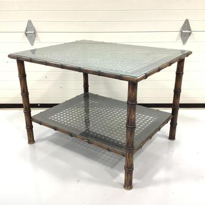 274 Two Tier Cane Glass top End Table