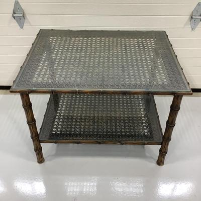 274 Two Tier Cane Glass top End Table