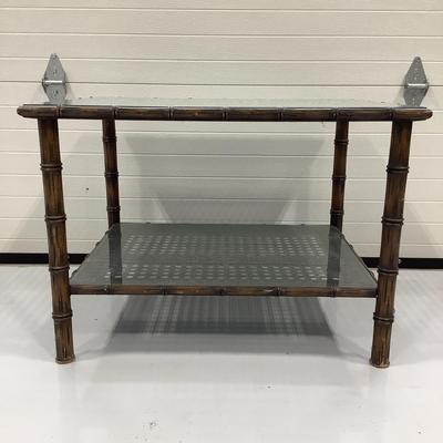 274 Two Tier Cane Glass top End Table