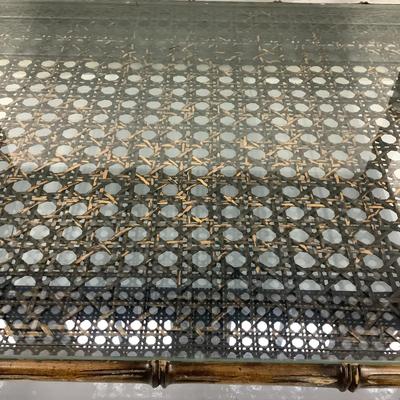 274 Two Tier Cane Glass top End Table