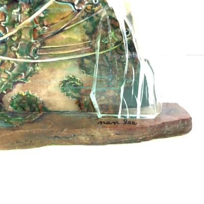 277 NanLee "Neptune's Chariot" Hand Painted Unpolished Onyx