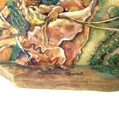 277 NanLee "Neptune's Chariot" Hand Painted Unpolished Onyx