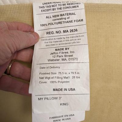 Like New My Pillow King Size 3" Foam Topper