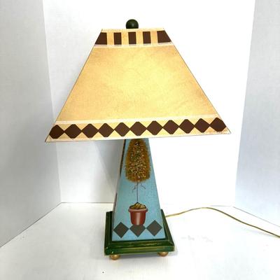 287 Painted Topiary Wooden Lamp