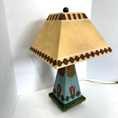 287 Painted Topiary Wooden Lamp