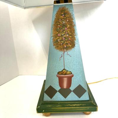 287 Painted Topiary Wooden Lamp