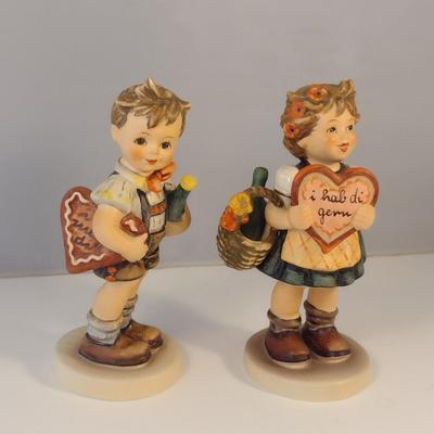 Pair of Hummel Figurines- Boy and Girl with Valentine Hearts