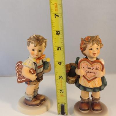 Pair of Hummel Figurines- Boy and Girl with Valentine Hearts