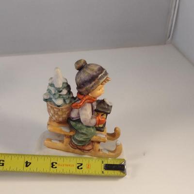 Pair of Hummel Figurines- Children Skiing and Sledding