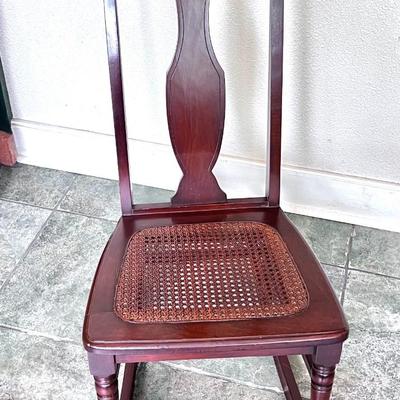 Vintage Solid Wood Cane Seat Chair and Rocker
