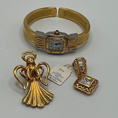 Beautiful Angel Pin, Lia Sophia pendent and Gouen Quarts Watch