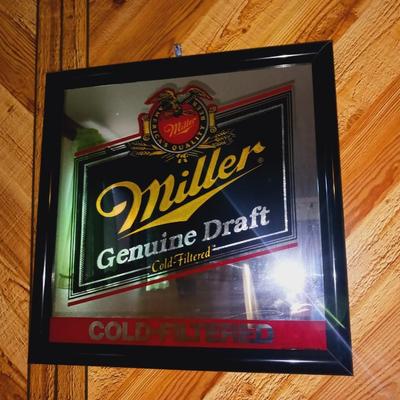 MIRRORED MILLER GENUINE DRAFT BEER SIGN