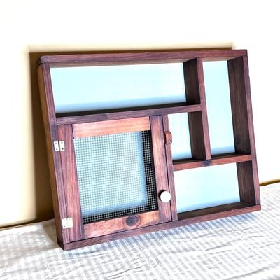 Vintage Hand Made Solid Wood Shadow Box Hanging Shelf