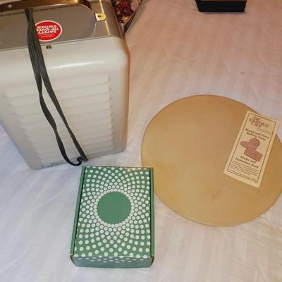 PAMPERED CHEF PIZZA STONE, ELECTRIC HEATER AND RAINBOW MATE VACUUM ATTACHMENT