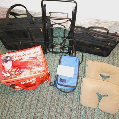 LUGGAGE CART, BRIEFCASES, SOFT COOLER, NECK PILLOWS