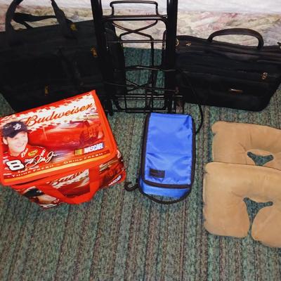 LUGGAGE CART, BRIEFCASES, SOFT COOLER, NECK PILLOWS