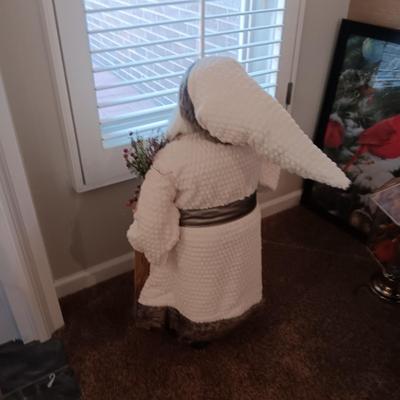 QUALITY 34 INCH FREE STANDING SANTA CLAUS AND HIS SHORTER COUNTERPART