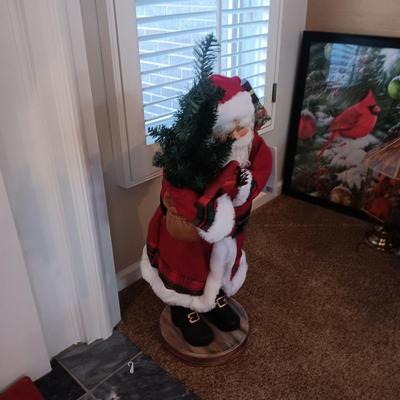 34 INCH FREE STANDING ANIMATED OLD SAINT NICK AND A PLUSH SANTA