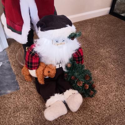34 INCH FREE STANDING ANIMATED OLD SAINT NICK AND A PLUSH SANTA