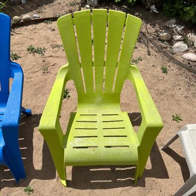 2 ADIRONDACK CHAIRS AND 2 SMALL TABLES