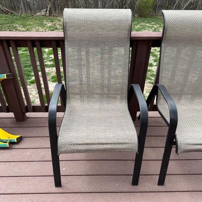 PATIO TABLE WITH UMBRELLA AND 4 PATIO CHAIRS WITH CUSHIONS