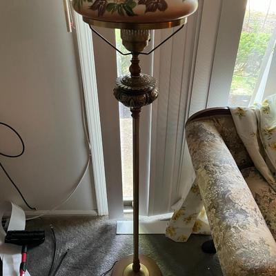 Vintage Hurricane Globe Brass Pole Floor Lamp 54" in Good Preowned Condition as Pictured.