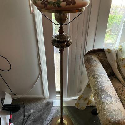 Vintage Hurricane Globe Brass Pole Floor Lamp 54