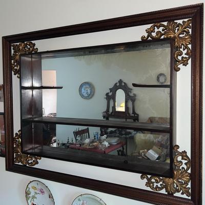 Vintage Mid Century Shadow Box Wall Display Mirror Shelf 38.5