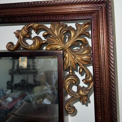 Vintage Mid Century Shadow Box Wall Display Mirror Shelf 38.5" x 28.5" in Good Preowned Condition.
