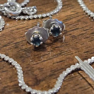 Sterling Silver & Sapphire Necklace & Earrings