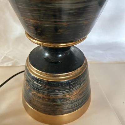 Vintage 1960s Multi-Hued Black, Silver & Copper Porcelain Lamp
