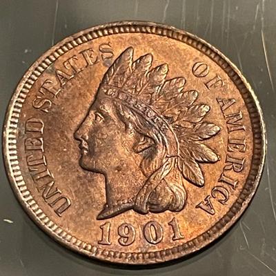 1901 AU58 CONDITION INDIAN HEAD CENT AS PICTURED.