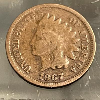 1867 GOOD CONDITION SEMI-KEY DATE INDIAN HEAD CENT AS PICTURED.