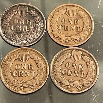 (4) 1909 CIRCULATED CONDITION INDIAN HEAD CENTS AS PICTURED.