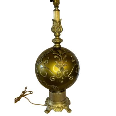 Vintage Large Leviton c. 1950s Gold Satin Lamp