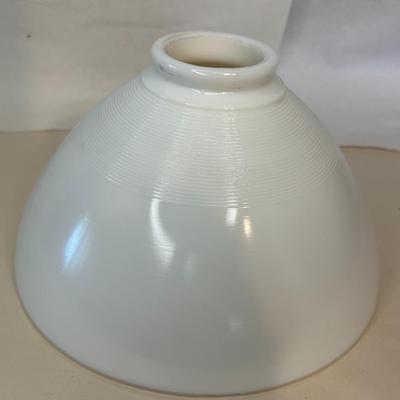 Vintage MCM Milk Glass Lamp Shade with Line Pattern 10”