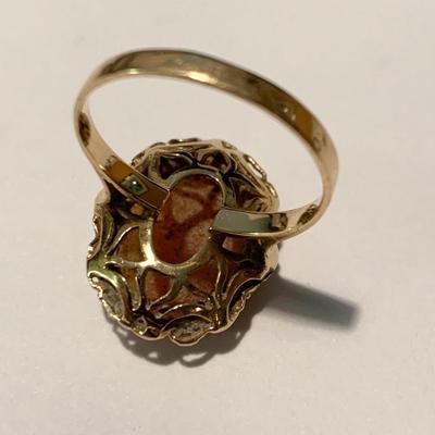 18k Yellow Gold Cameo Estate Ring Size 8 5 grams