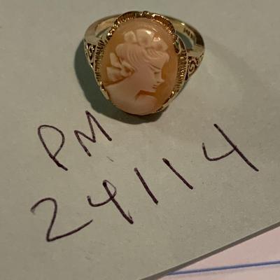 14k Yellow Gold Cameo Ring Size 6 / 4.6 grams