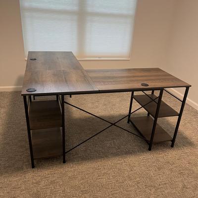 L Shaped Desk With Shelves (BO-MG)