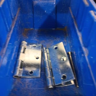 Hardware storage rack - bench mount with 10 blue plastic bins (2 of 2 )