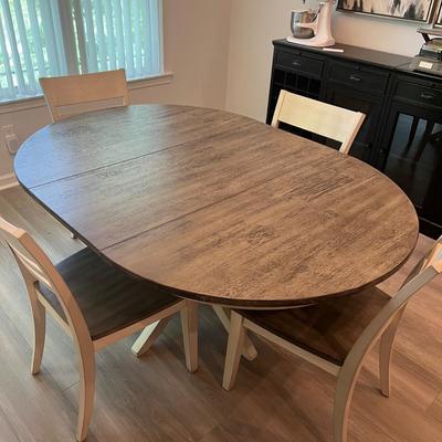 Wood Dining Table w/ Leaf & Four Chairs (DR-MK)