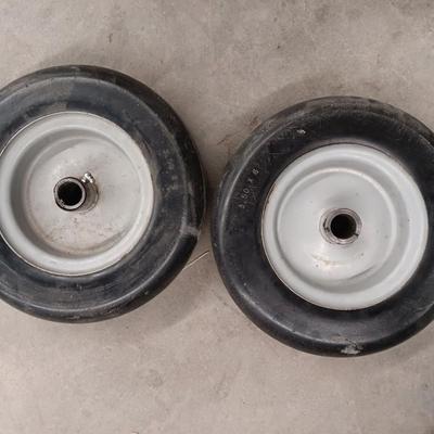 Two Tires with rims - These were on a bailer - they are solid rubber tires 3.50 x 6