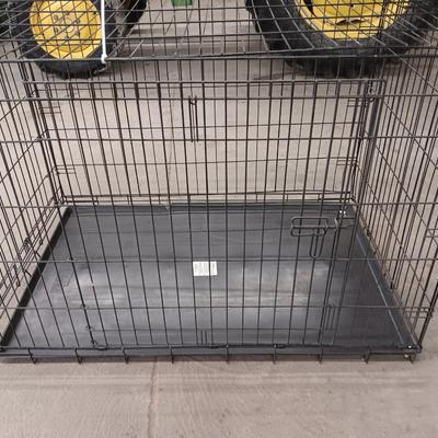 Precision pet's metal dog crate / dog kennel 29" x 42" x 28" with steel tie out cable