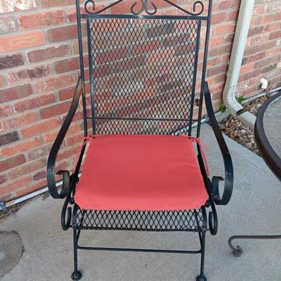 Nice metal patio chairs with end table / footstool and small table
