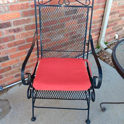 Nice metal patio chairs with end table / footstool and small table