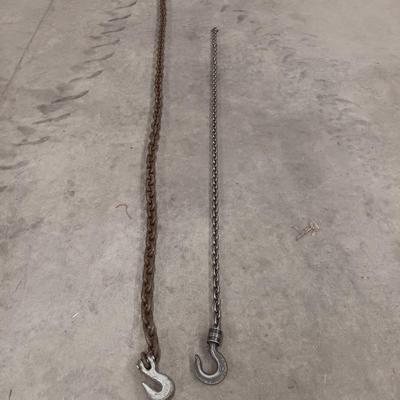 Approx. 10' tow chain with hooks on ends and a smaller chain with a hook