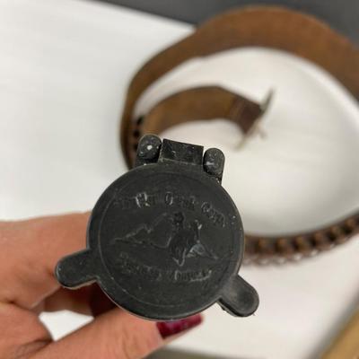 Neat Tasco Scope, with a Nifty Leather Ammo Belt. , and a Folding Saw